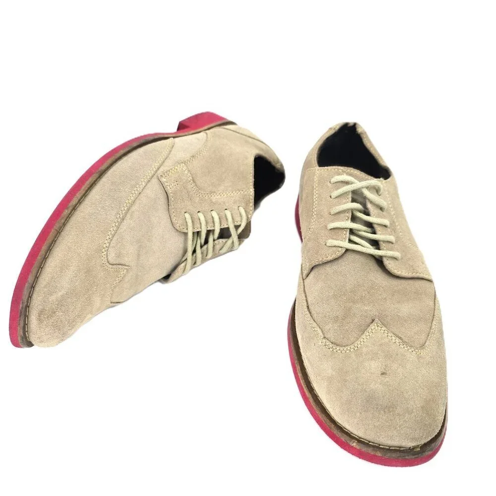 Cole Haan Drake Eva Wingtip Oxford II - Milkshake Suede / Red Bottom Men's 10.5